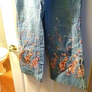 Original bell bottoms excellent condition peacock embrodiery front bottom legs